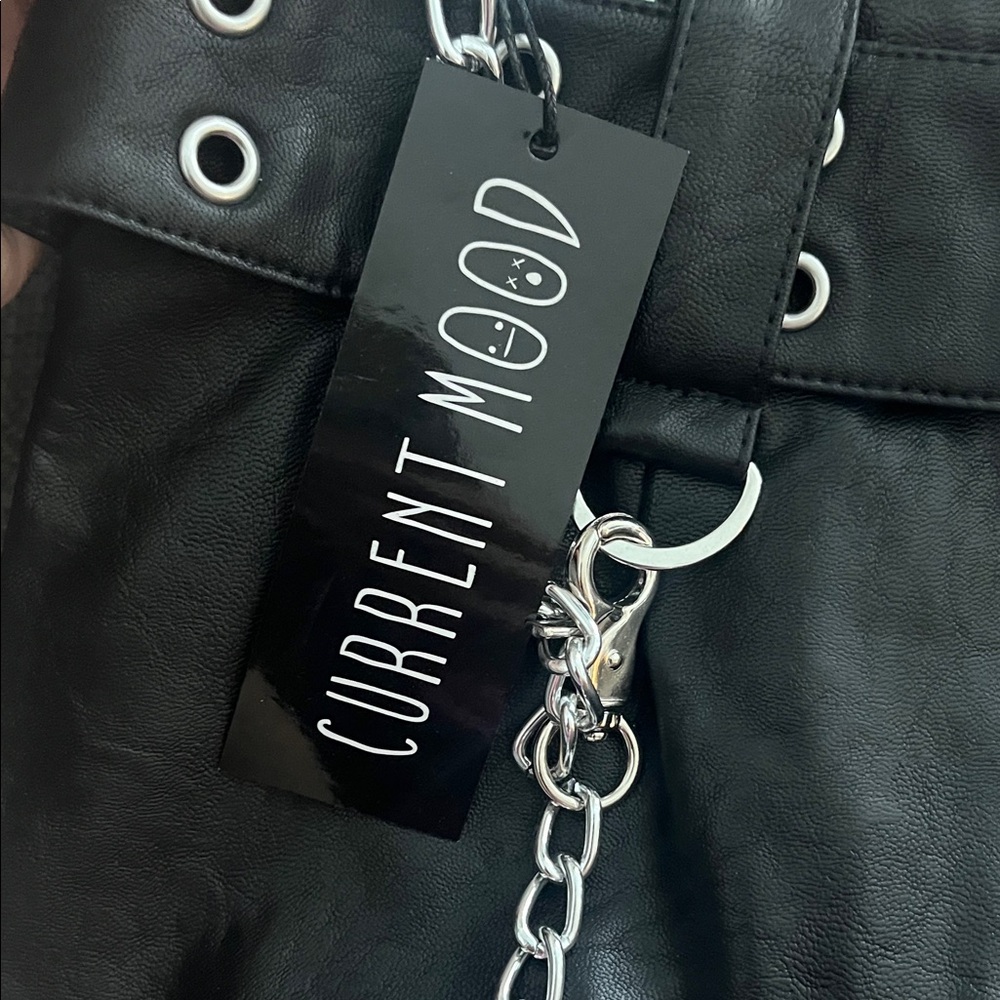 DOLLS KILL Black Skirt with Silver chain - Picture 2 of 3